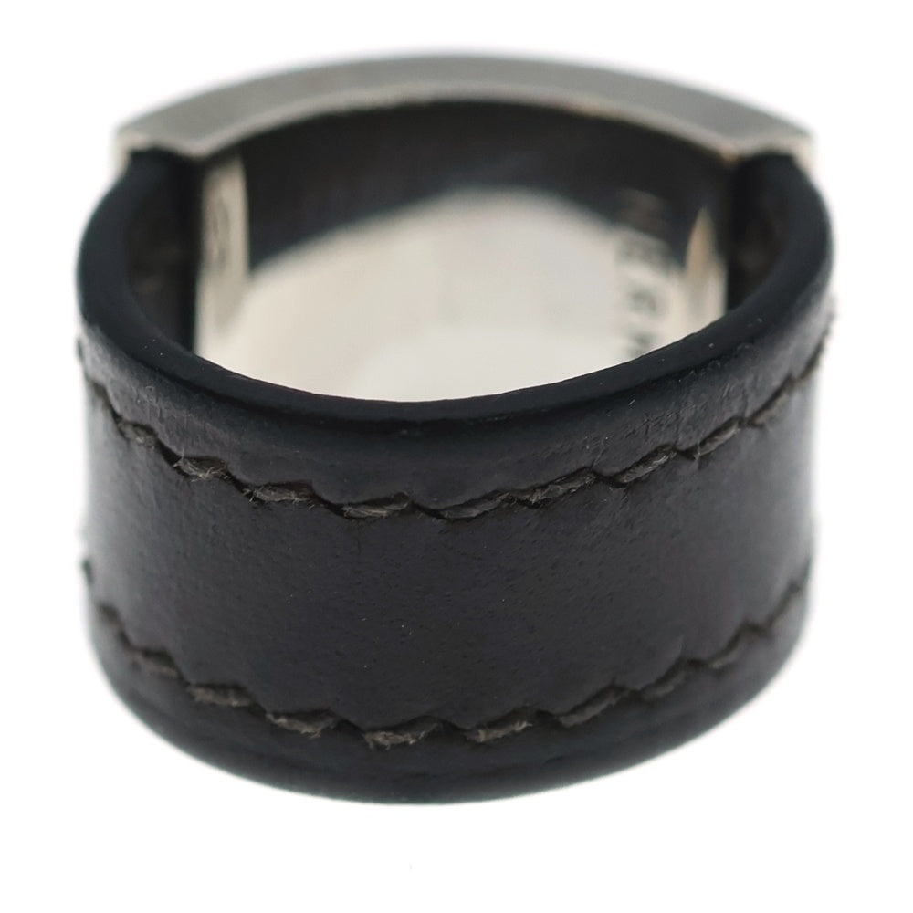 HERMES(エルメス) コリエドシアン リング 指輪 メッキ×レザー ブラウン シルバー金具