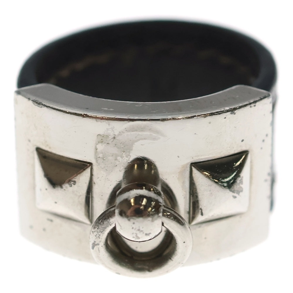 HERMES(エルメス) コリエドシアン リング 指輪 メッキ×レザー ブラウン シルバー金具