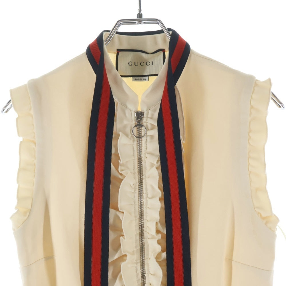 GUCCI(グッチ) シェリーライン ジャージー ノースリーブ フリル ワンピース ドレス ベージュ レディース 434249