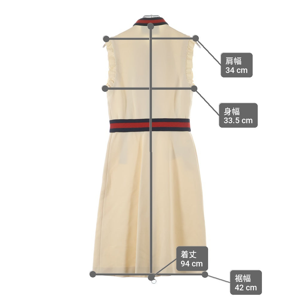 GUCCI(グッチ) シェリーライン ジャージー ノースリーブ フリル ワンピース ドレス ベージュ レディース 434249