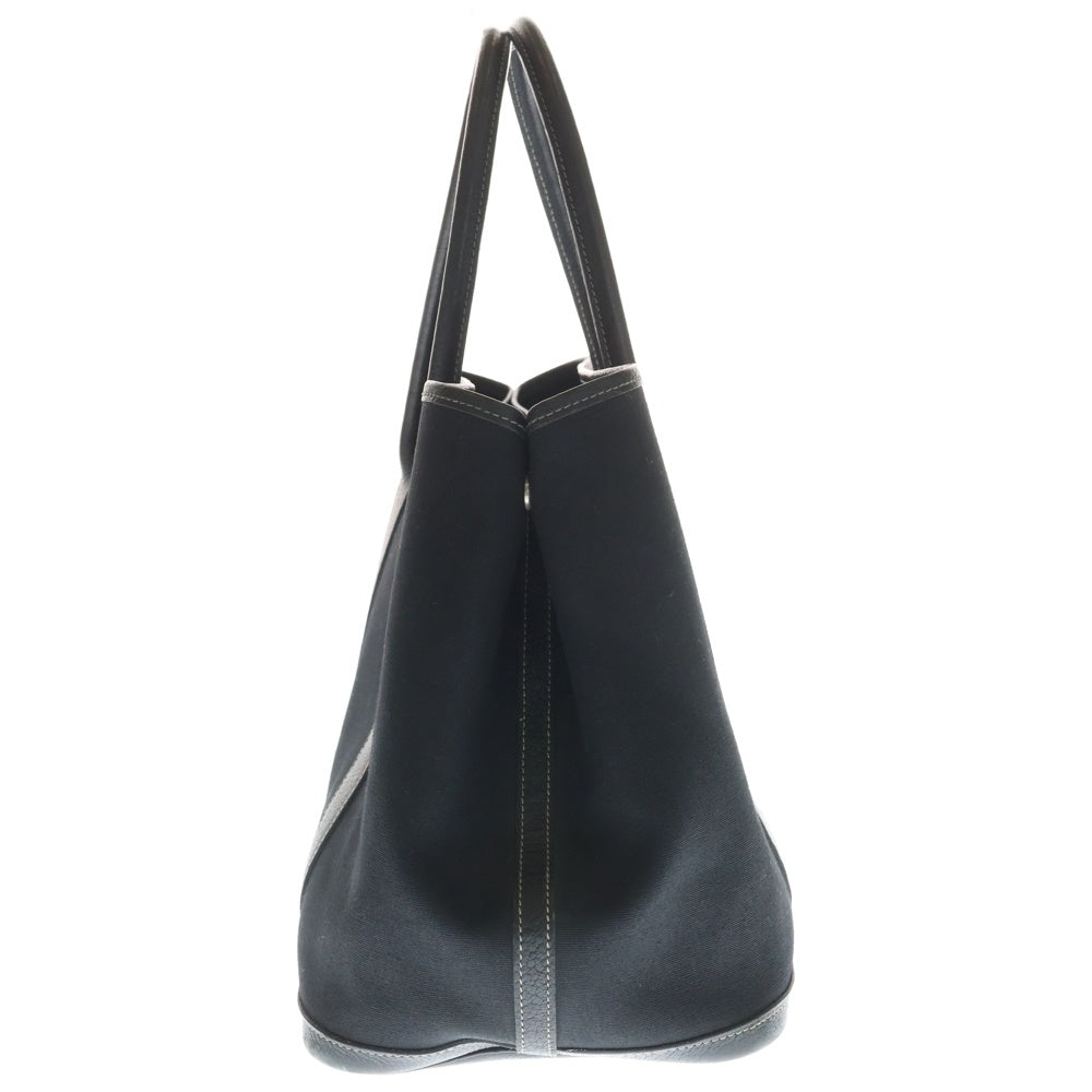 HERMES(エルメス) ガーデンパーティPM トートバッグ ハンドバッグ ブラック トワルオフィシェ×ネゴンダ レザー×キャンバス シルバー金具 レディース
