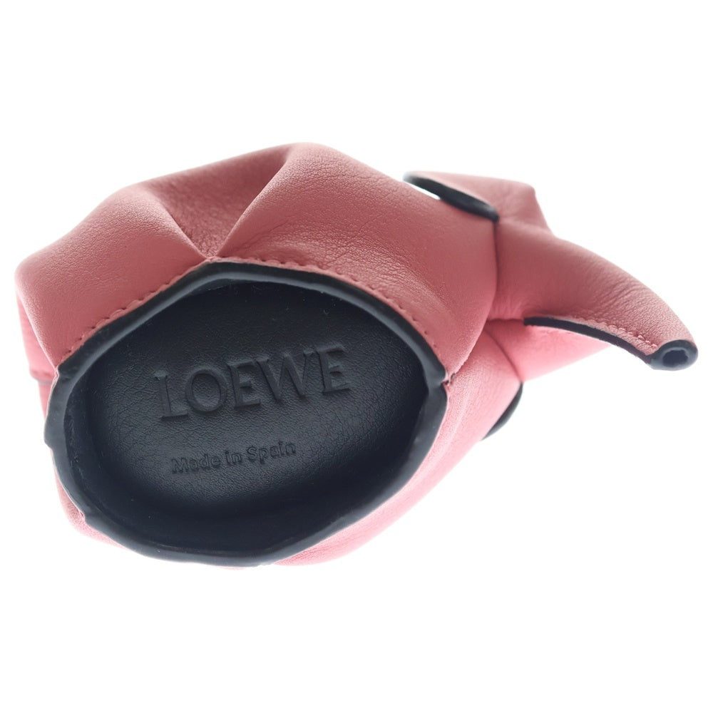 LOEWE(ロエベ) バッグチャーム キーリング キーホルダー ピンク レザー シルバー金具 レディース