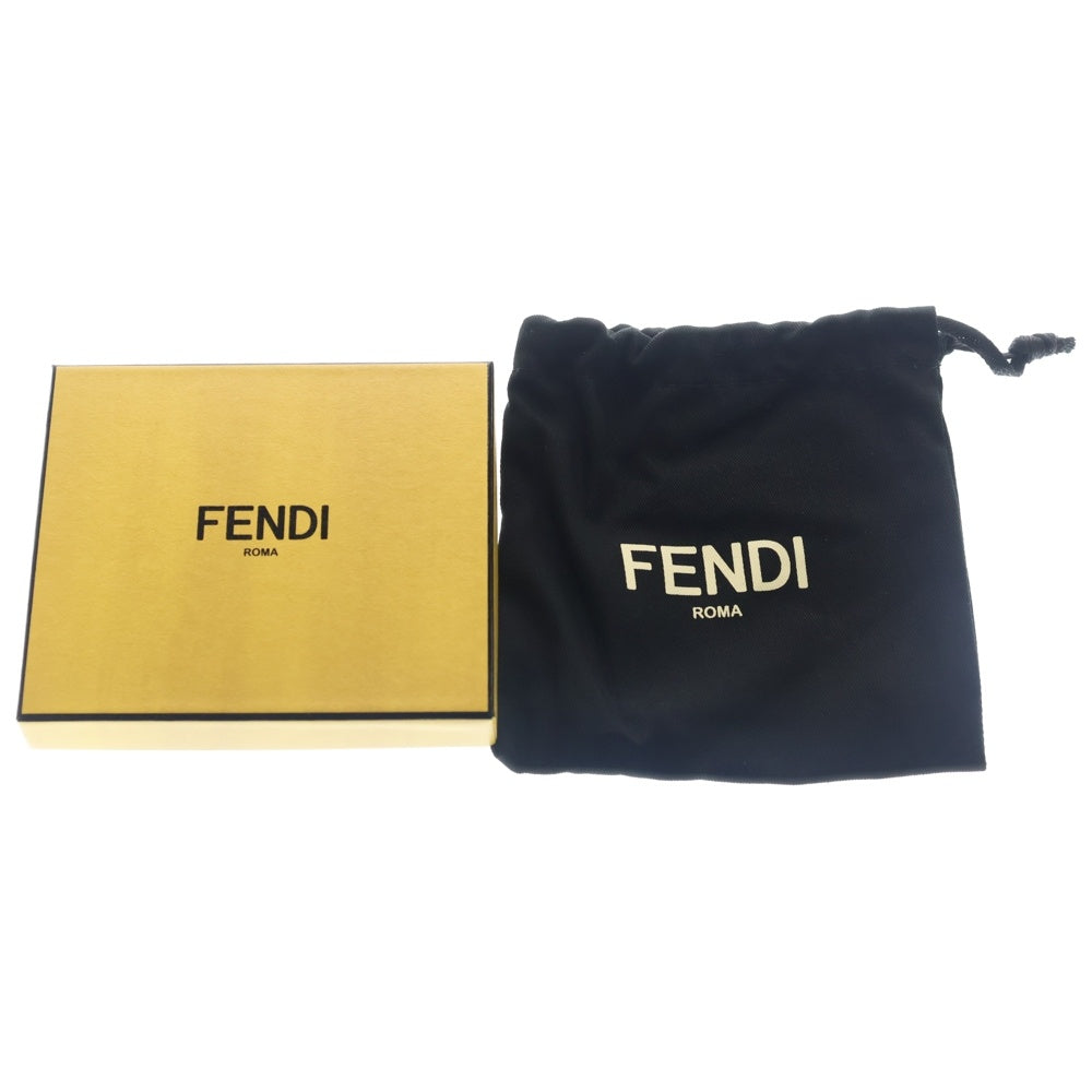 FENDI(フェンディ) FFロゴ ダイアゴナル 二つ折りカードケース 名刺入れ ミニ財布 ブラック レザー シルバー金具