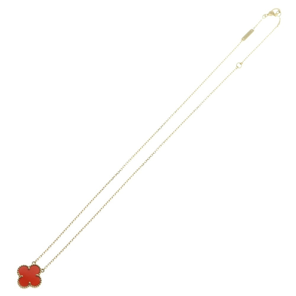 Van Cleef & Arpels(ヴァンクリーフアンドアーペル) ヴィンテージアルハンブラ カーネリアン ネックレス Au750YG イエローゴールド VCARD38500 ジュエリー レディース