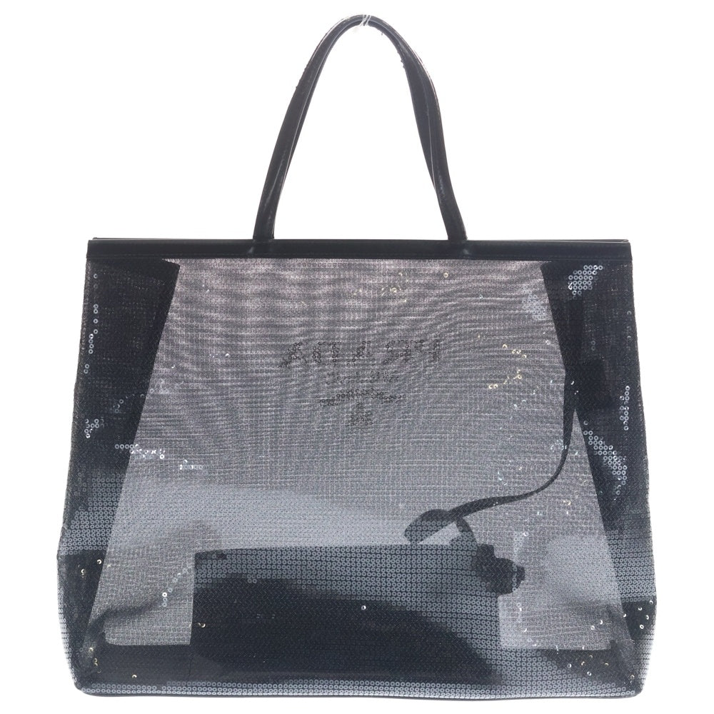 PRADA(プラダ) ロゴ トートバッグ ハンドバッグ スパンコール ブラック 1BG416 シルバー金具 レディース