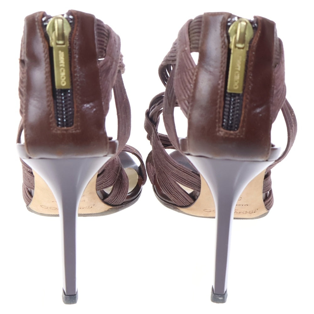 JIMMY CHOO(ジミーチュウ) ストラップ レザー ヒール サンダル シューズ ブラウン レディース
