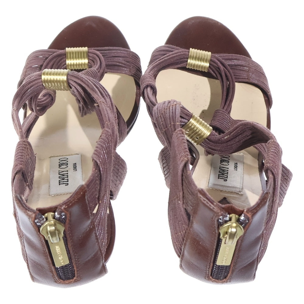 JIMMY CHOO(ジミーチュウ) ストラップ レザー ヒール サンダル シューズ ブラウン レディース