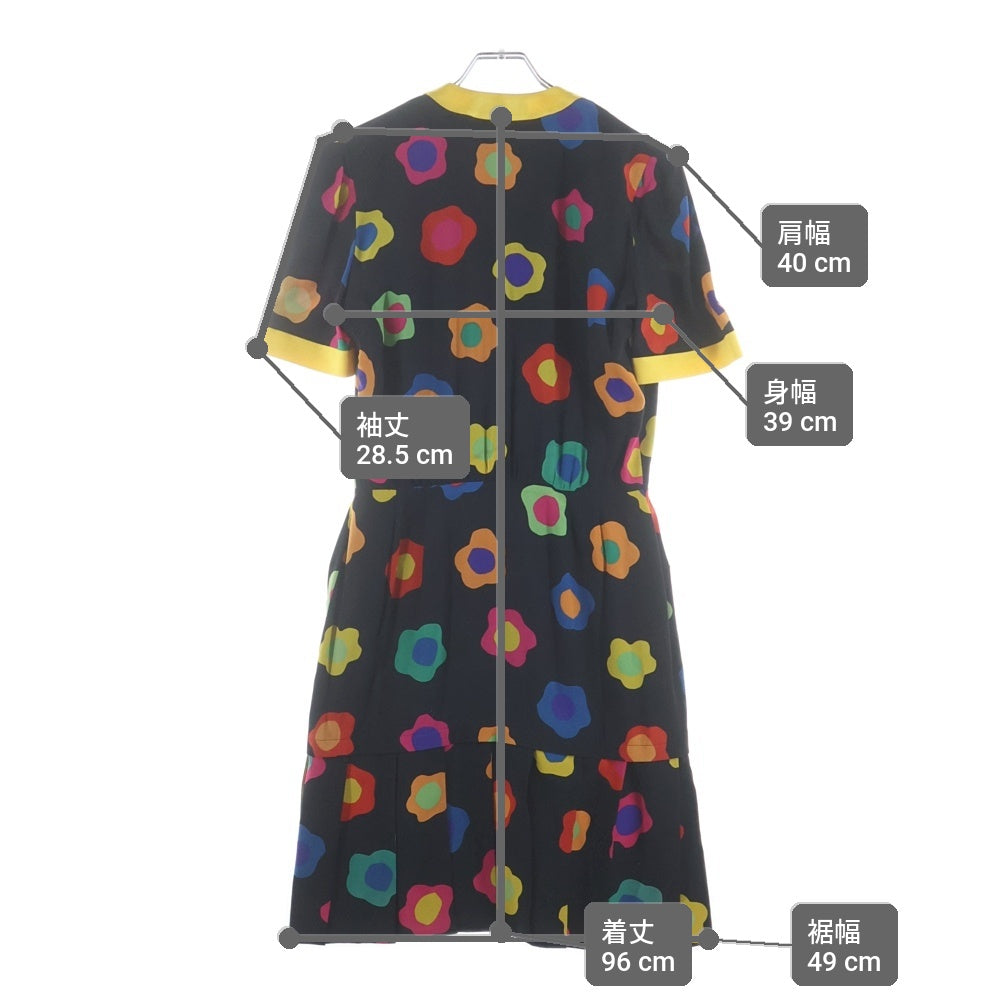 ESCADA(エスカーダ) フラワー総柄プリント シルク ワンピース ドレス ブラック/イエロー レディース