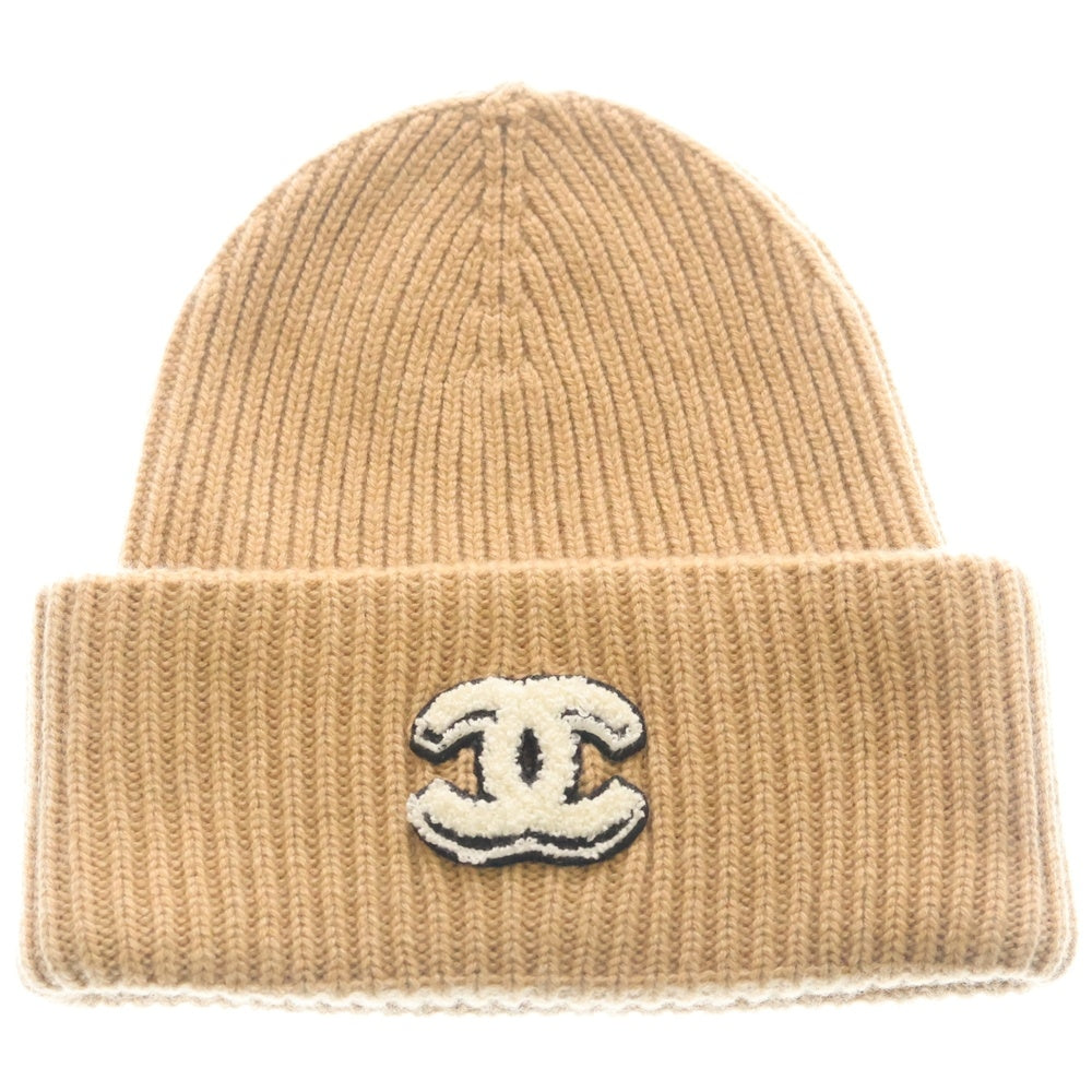 CHANEL(シャネル) ココマーク ロゴニットキャップ ニット帽 ビーニー ベージュ レディース