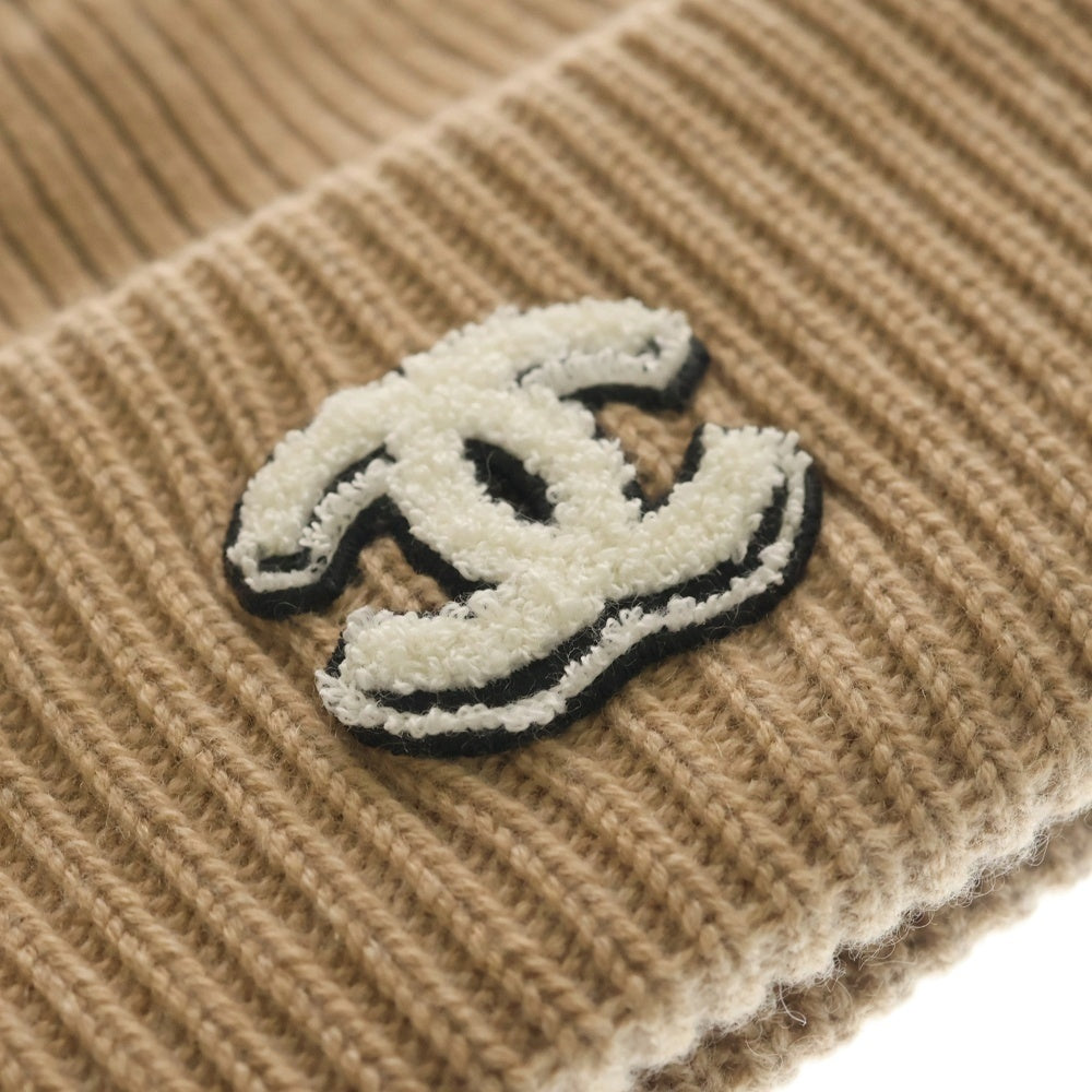 CHANEL(シャネル) ココマーク ロゴニットキャップ ニット帽 ビーニー ベージュ レディース
