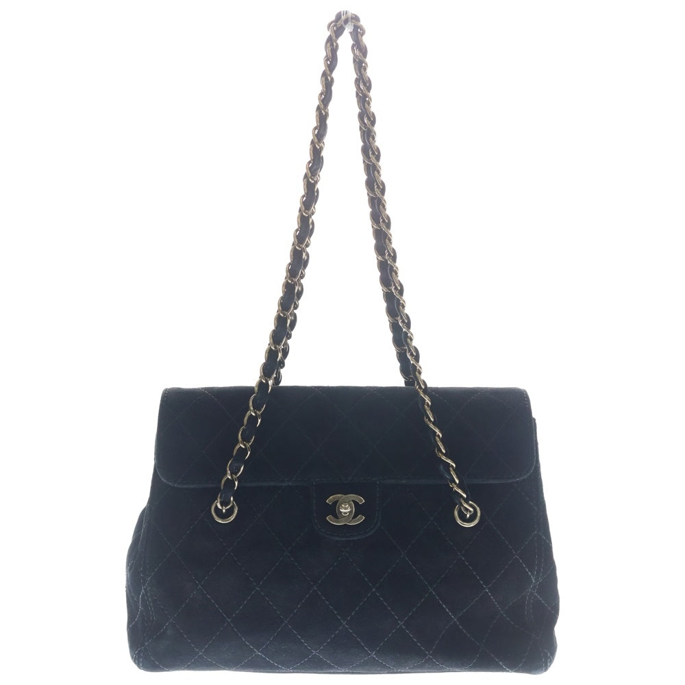 CHANEL(シャネル) マトラッセ チェーンショルダーバッグ ハンドバッグ ブラック スエード シルバー金具 レディース