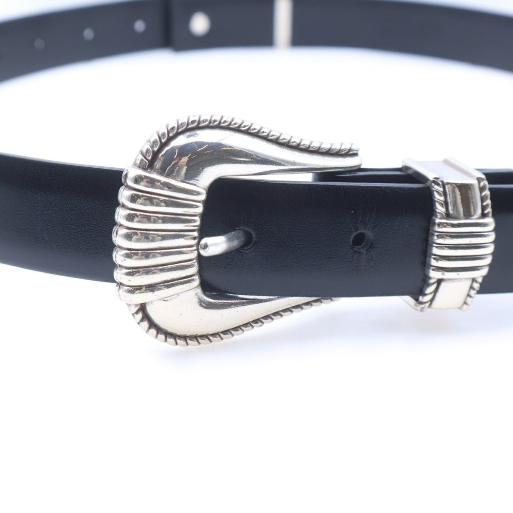 TOGA PULLA(トーガ プルラ) メタルバックル レザー ベルト シルバー金具 ブラック