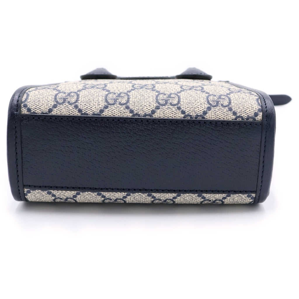 GUCCI(グッチ) インターロッキングG 2way ミニトートバッグ ショルダーバッグ ネイビー PVC×レザー 671623 シルバー金具 レディース