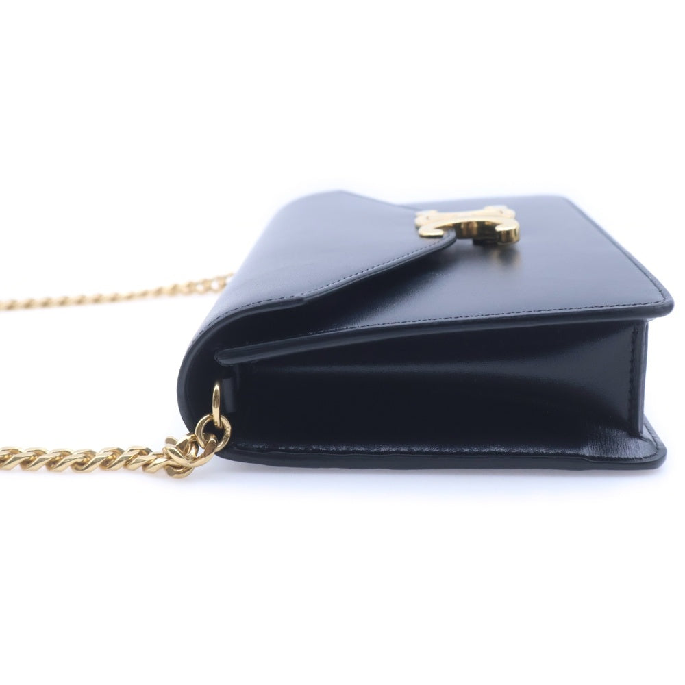 CELINE(セリーヌ) トリオンフ マーゴ チェーンショルダーバッグ ブラック レザー ゴールド金具 レディース