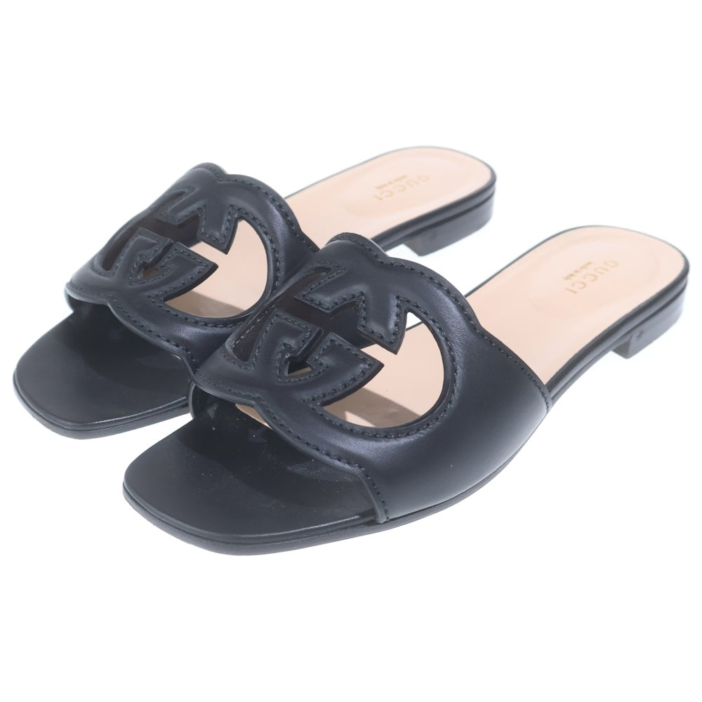 GUCCI(グッチ) インターロッキングG カットアウト スライドサンダル ブラック #36.5 レディース