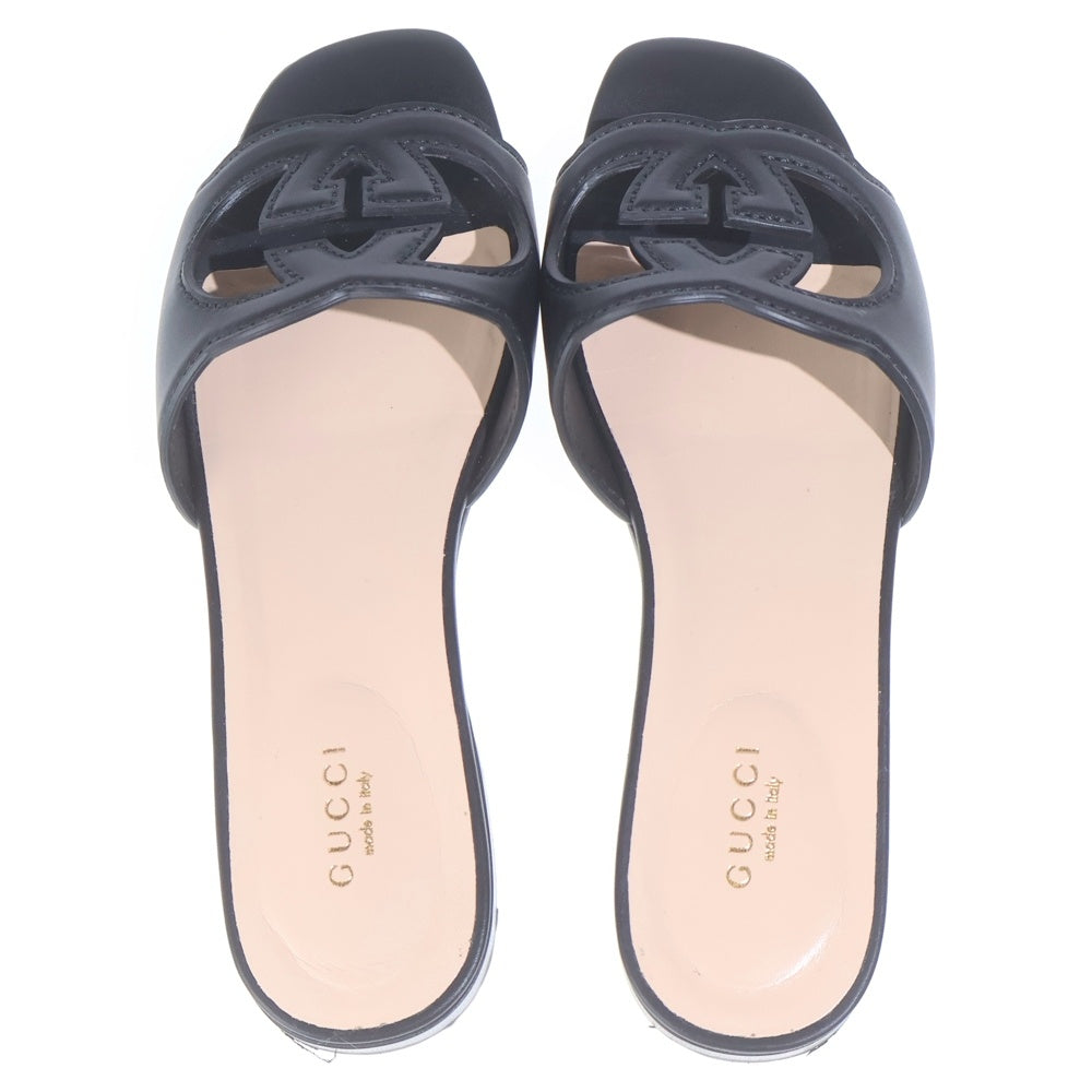 GUCCI(グッチ) インターロッキングG カットアウト スライドサンダル ブラック #36.5 レディース