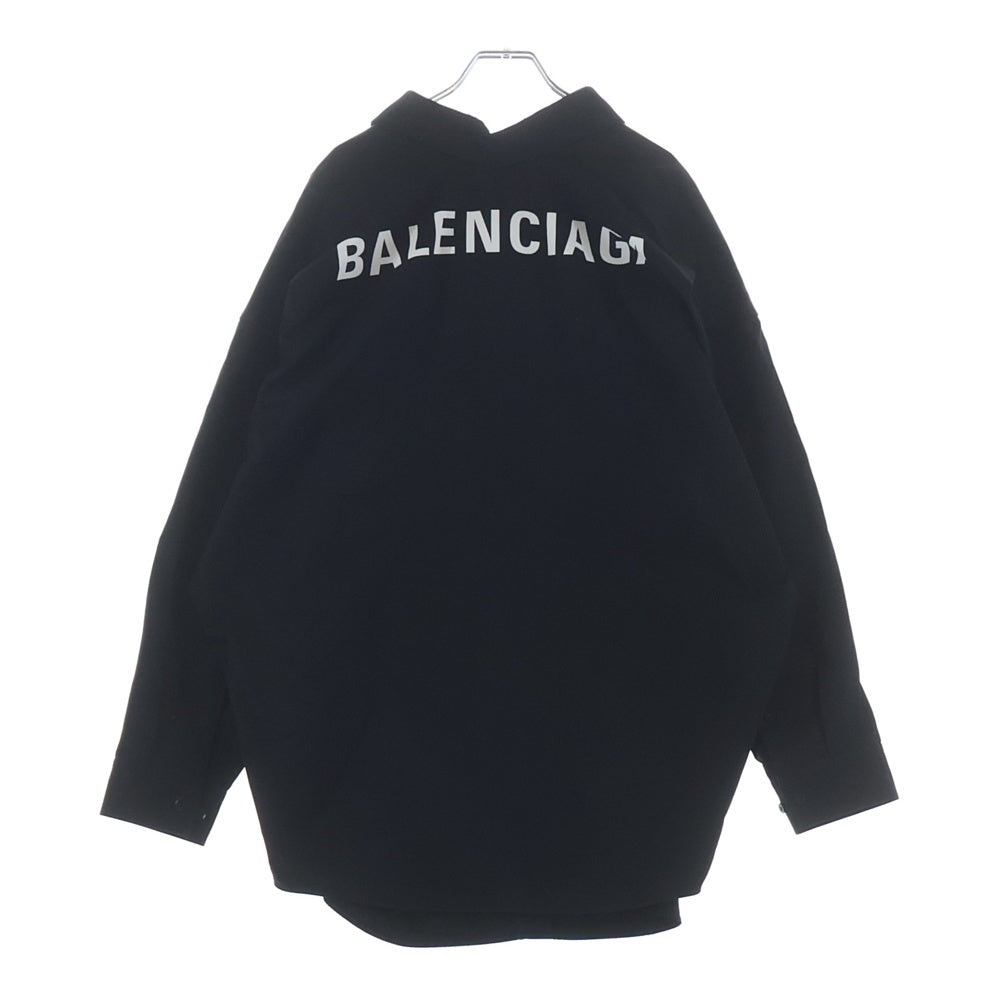 BALENCIAGA(バレンシアガ) バックロゴ オーバーサイズ 長袖シャツ ブラック コットン 622050