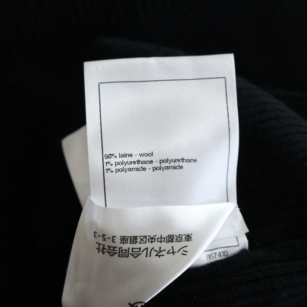 CHANEL(シャネル) ココマークプレート リボン クルーネック ウール プルオーバー 長袖ニット セーター ブラック レディース P80649K11676