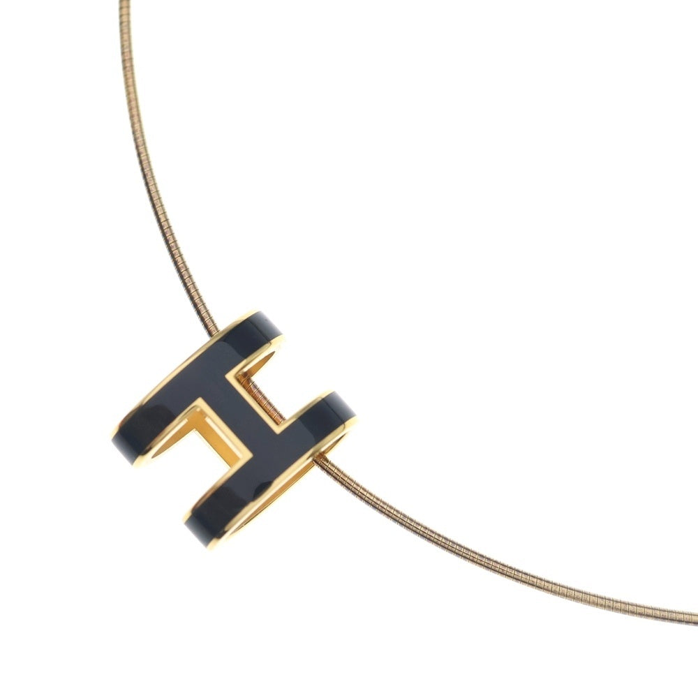 HERMES(エルメス) ポップアッシュ Hロゴ ネックレス ブラック×ゴールド GP アクセサリー レディース