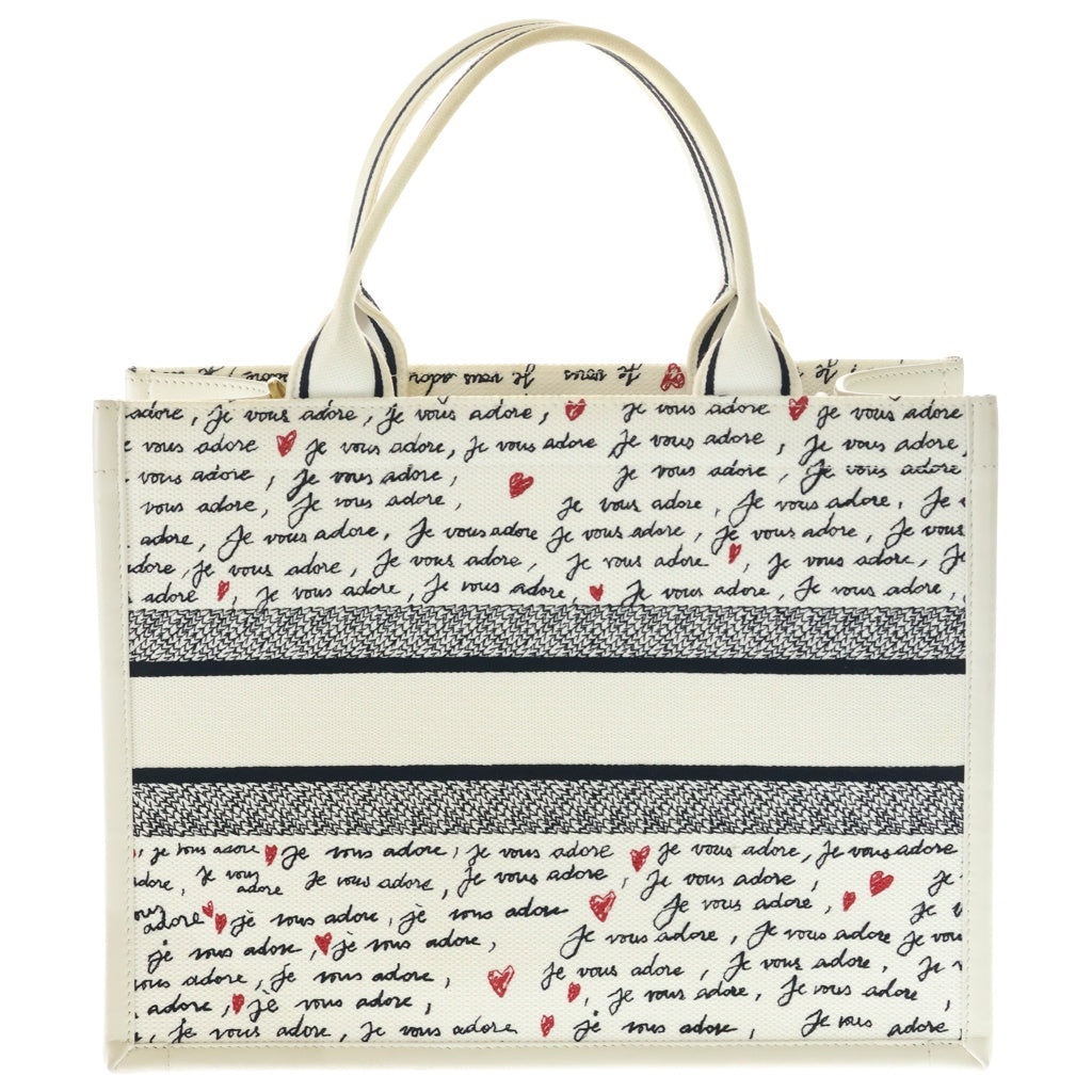 Christian Dior(クリスチャンディオール) アムール ブックトート ミディアム トートバッグ ハンドバッグ ホワイト×レッド キャンバス レディース