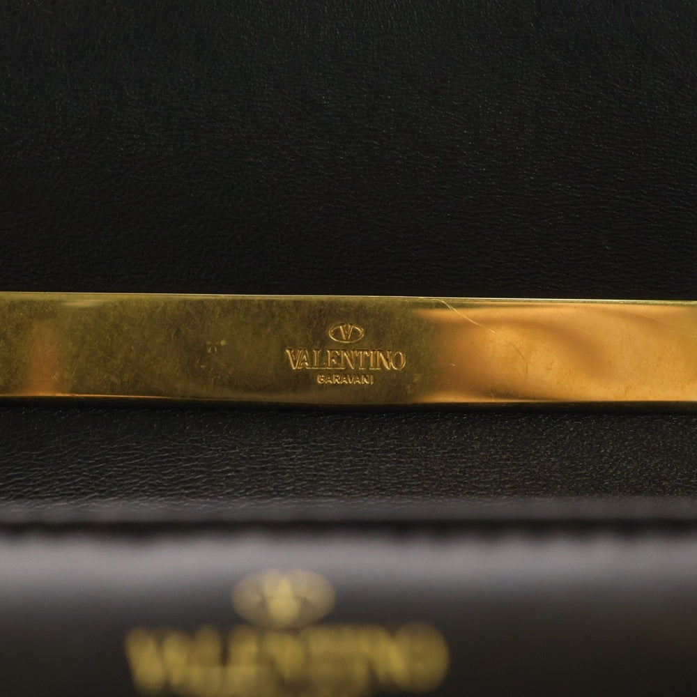 VALENTINO(ヴァレンティノ) ワンスタッズ ロックスタッズ レザー 2WAY ハンド ショルダーバッグ ゴールド金具 ブラック レディース