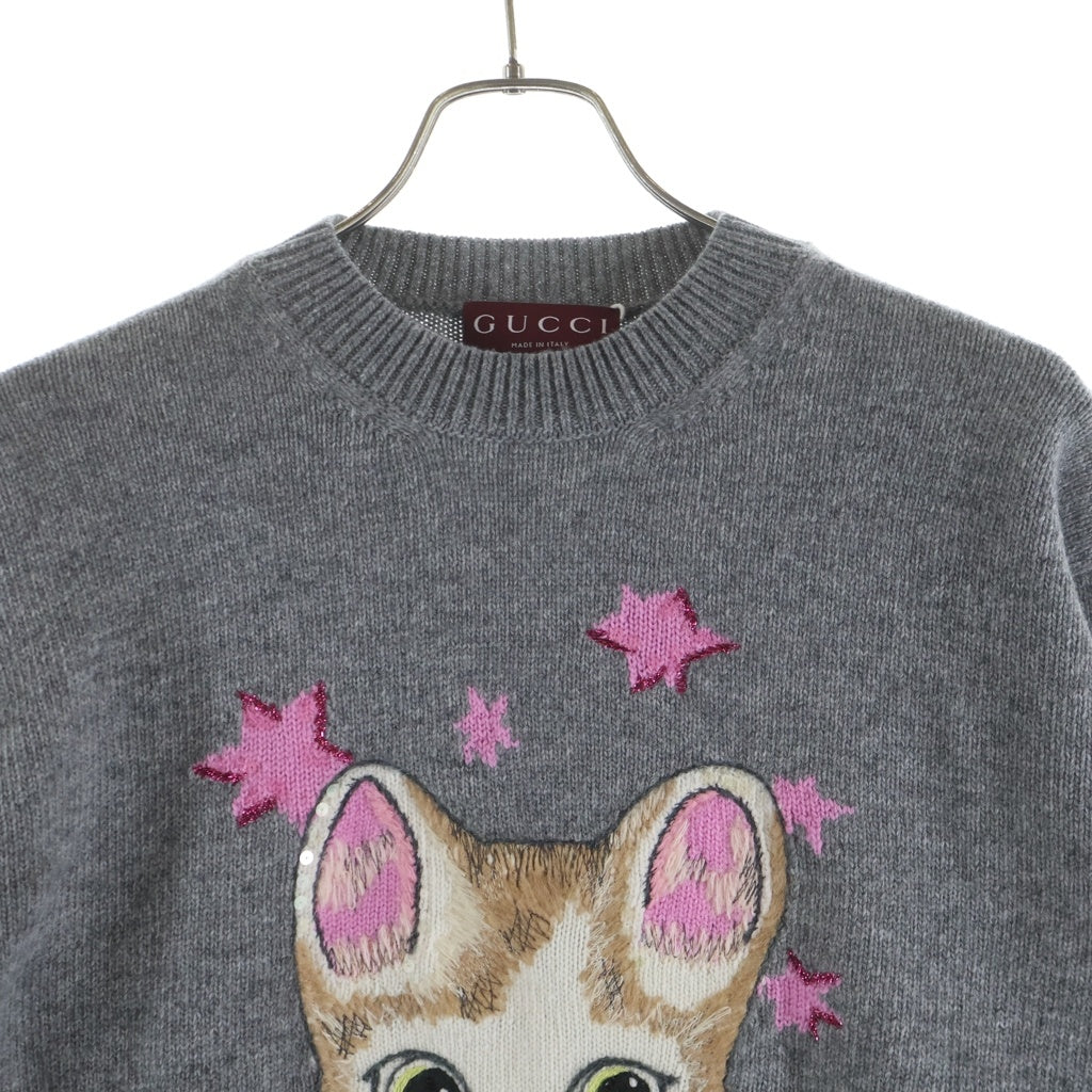 GUCCI(グッチ) ヒグチユウココラボ 猫モチーフ ニット グレー #S