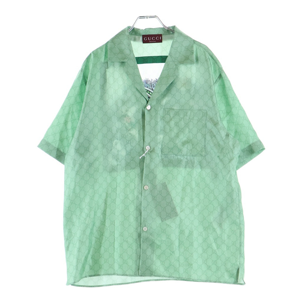 GUCCI(グッチ) ヒグチユウココラボ 総柄シルク半袖シャツ ライトグリーン #46