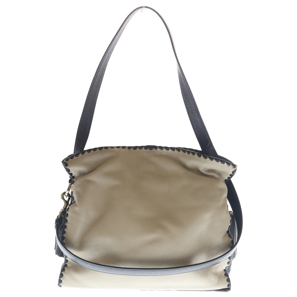 LOEWE(ロエベ) フラメンコ ウィップス アナグラムロゴ レザー ショルダーバッグ ベージュ/ブラック レディース