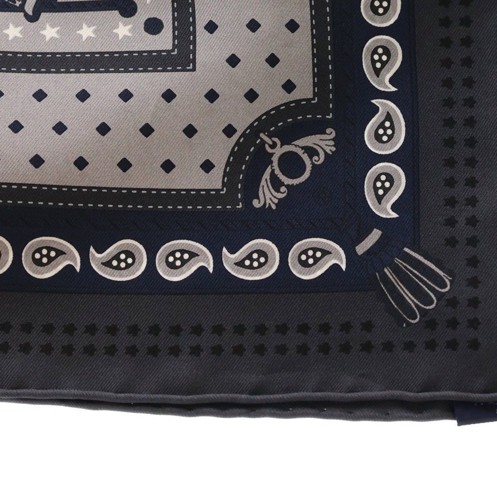 HERMES(エルメス) カレ55 Harnais de Cour Bandana 宮廷のバグ バンダナ ネイビー シルク スカーフ レディース