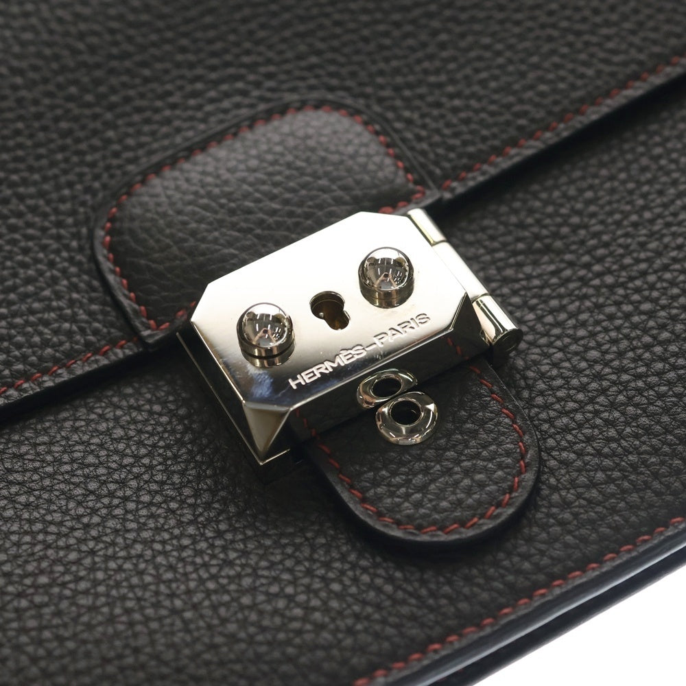 HERMES(エルメス) サックアデペッシュ24 トゴ レザー クラッチ セカンドバッグ シルバー金具 ブラック □R刻印