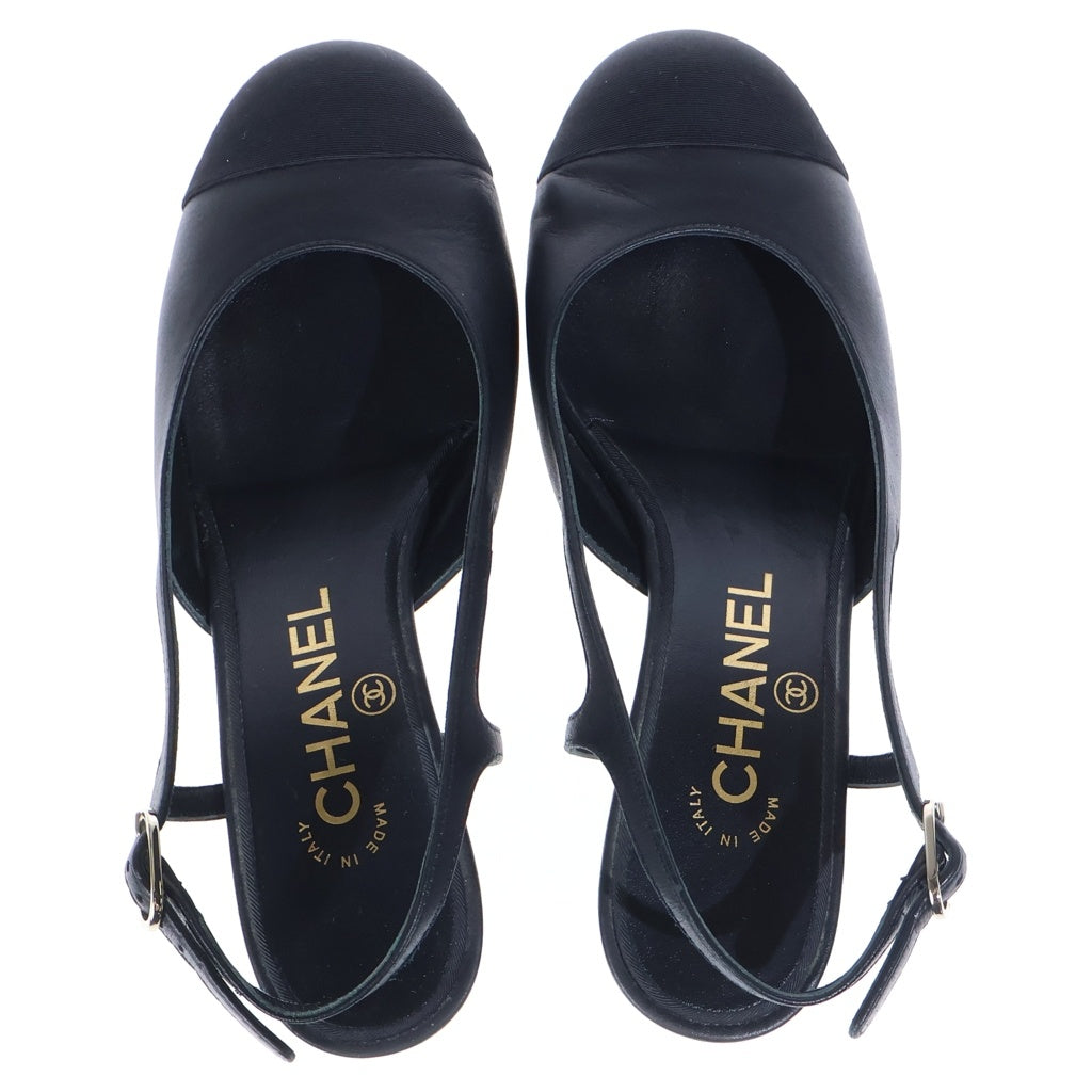 CHANEL(シャネル) パンプス ブラック スウェード×レザー ゴールド金具 #36 2/1C レディース
