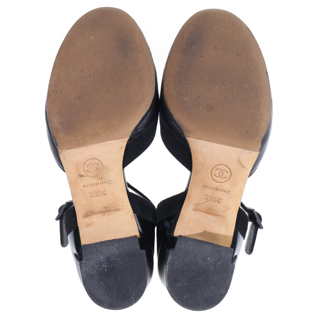 CHANEL(シャネル) パンプス ブラック レザー×エナメル×ベルベット #36 2/1C レディース