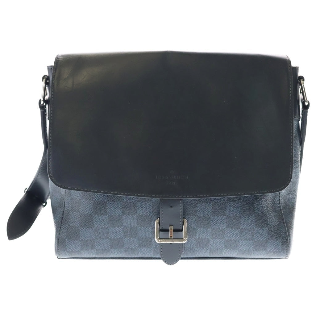 LOUIS VUITTON(ルイヴィトン) ダミエ コバルト ニューポート・メッセンジャー ショルダーバッグ ネイビー レザー×PVC N41587 シルバー金具 レディース