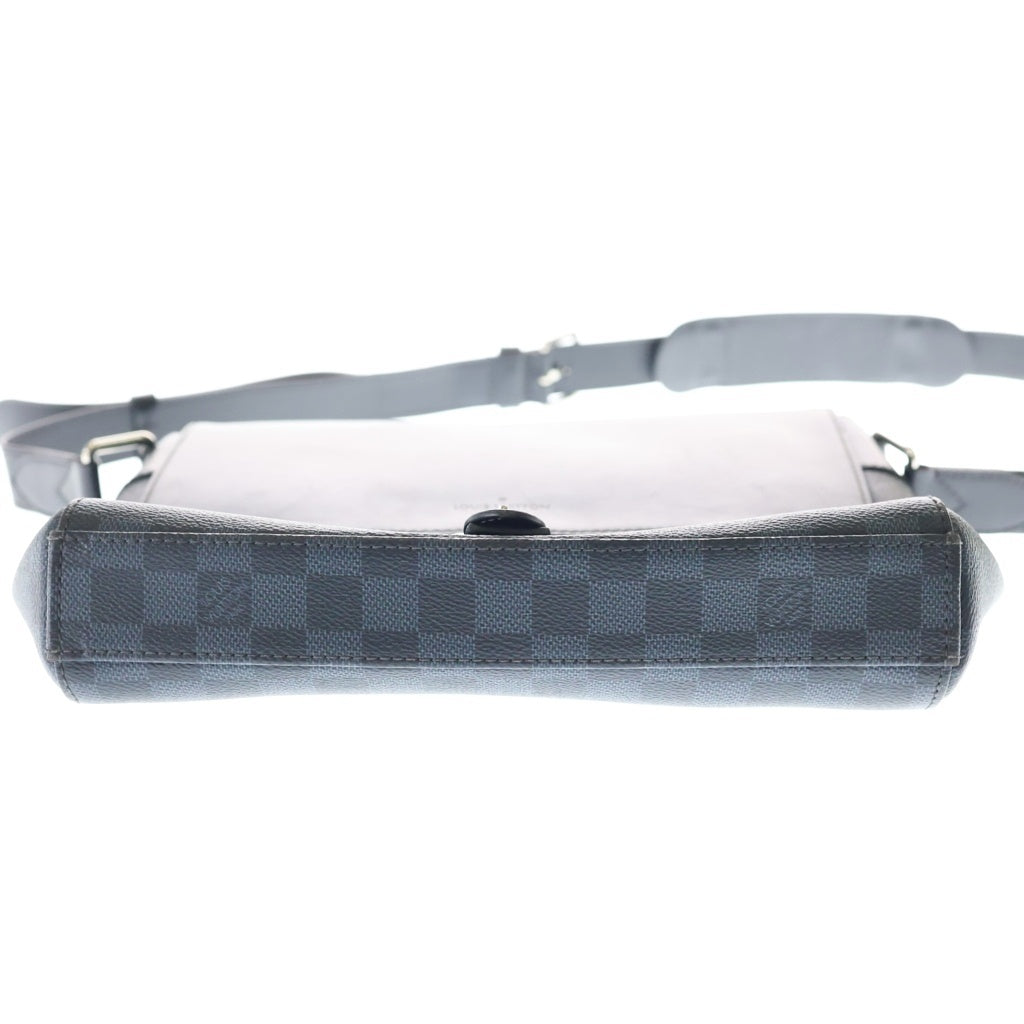 LOUIS VUITTON(ルイヴィトン) ダミエ コバルト ニューポート・メッセンジャー ショルダーバッグ ネイビー レザー×PVC N41587 シルバー金具 レディース