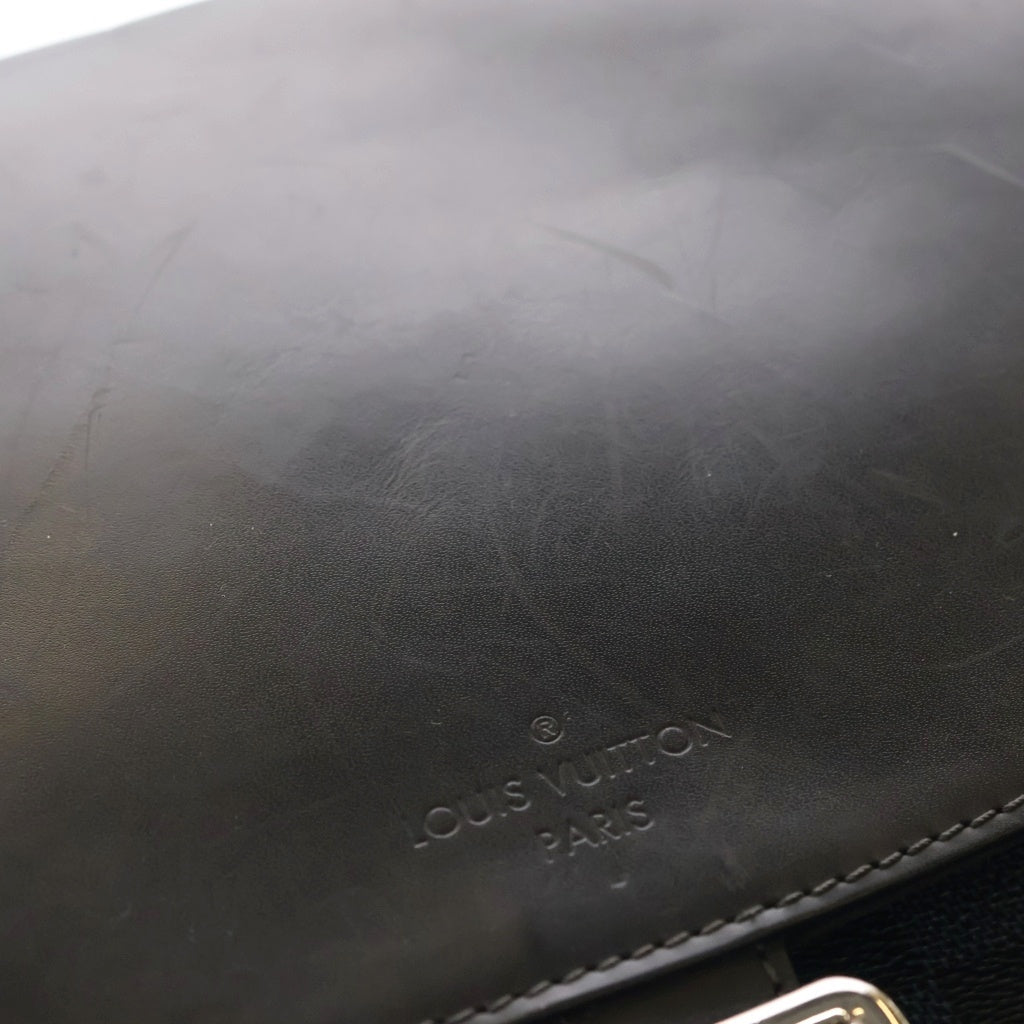 LOUIS VUITTON(ルイヴィトン) ダミエ コバルト ニューポート・メッセンジャー ショルダーバッグ ネイビー レザー×PVC N41587 シルバー金具 レディース