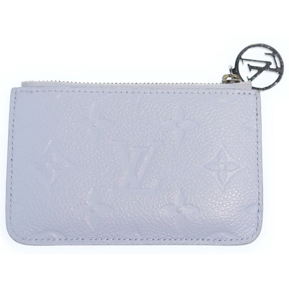 LOUIS VUITTON(ルイヴィトン) モノグラムアンプラント ポルト カルト ロミー 小物入れ コインケース ポーチ ライトブルー レザー M82045 シルバー金具 レディース