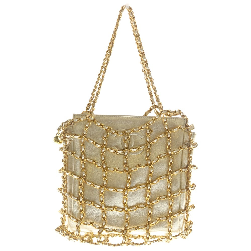 CHANEL(シャネル) ココマーク チェーンケージ ハンドバッグ ミニバッグ チェーンバッグ ラムスキン ゴールド レディース