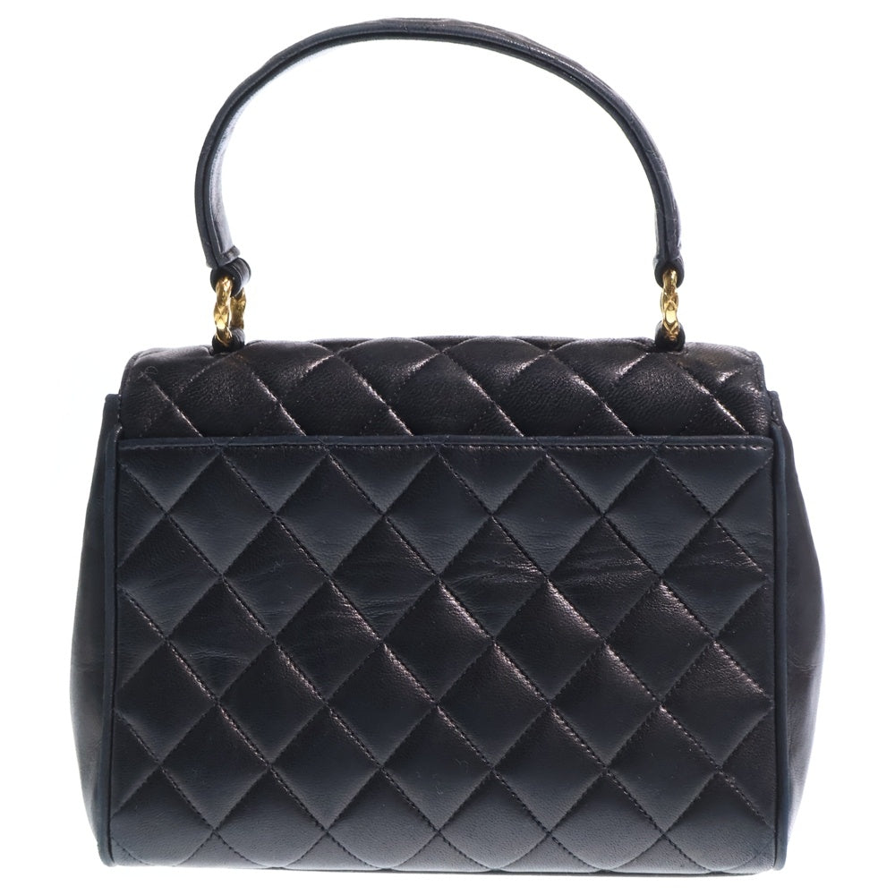 CHANEL(シャネル) マトラッセ トップハンドル ハンドバッグ ミニバッグ ブラック ラムスキン ゴールド金具 レディース