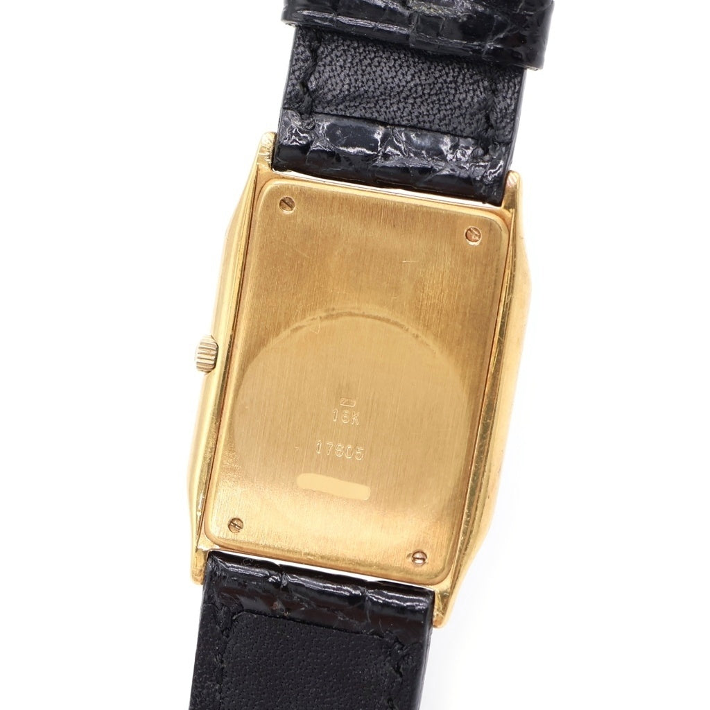 BAUME&MERCIER(ボームアンドメルシェ) レクタンギュラー 白文字盤 18KYG×社外レザー/QZ イエローゴールド クォーツ 電池式 腕時計 17605 レディース