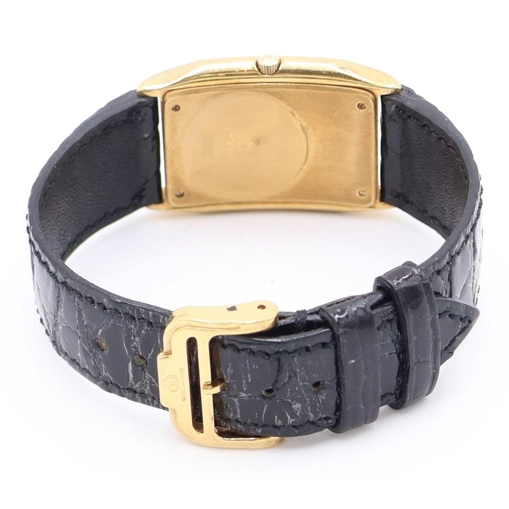 BAUME&MERCIER(ボームアンドメルシェ) レクタンギュラー 白文字盤 18KYG×社外レザー/QZ イエローゴールド クォーツ 電池式 腕時計 17605 レディース