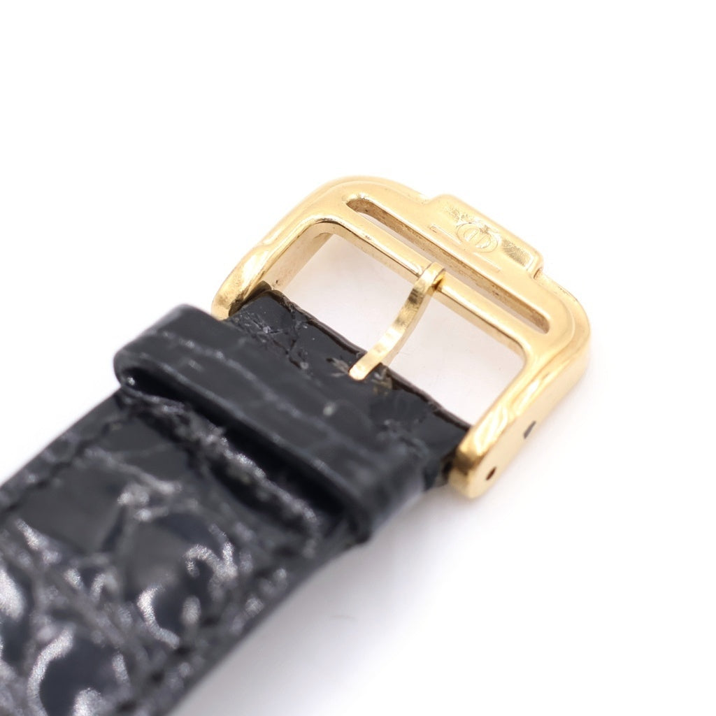 BAUME&MERCIER(ボームアンドメルシェ) レクタンギュラー 白文字盤 18KYG×社外レザー/QZ イエローゴールド クォーツ 電池式 腕時計 17605 レディース