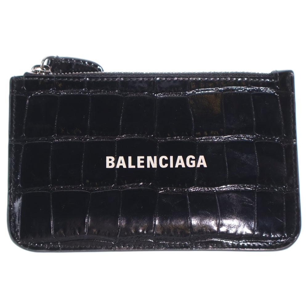 BALENCIAGA バレンシアガ ロゴ ケース フラグメントケース カードケース 小物入れ ブラック レザー 637130 シルバー金具 BALENCIAGA(バレンシアガ) ロゴ コインケース フラグメントケース