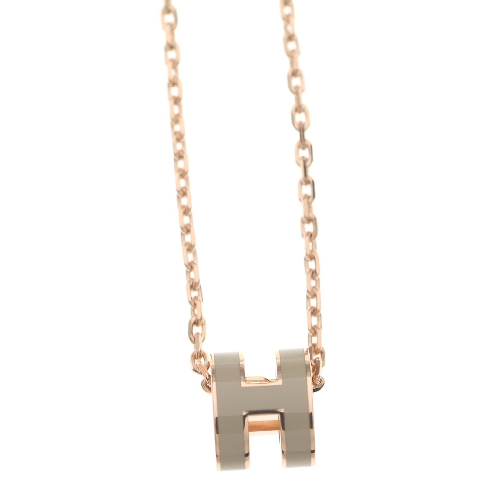 HERMES(エルメス) ポップアッシュ ミニ ネックレス ペンダント チェーン ベージュ マロングラッセ GP ピンクゴールド レディース