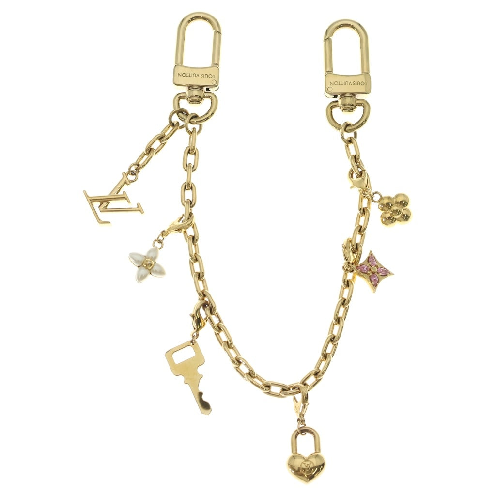 LOUIS VUITTON(ルイヴィトン) バッグチャーム・LV ハート パドロック パール バッグチャーム チェーンキーホルダー ゴールド×ホワイト×ピンク M02943 レディース