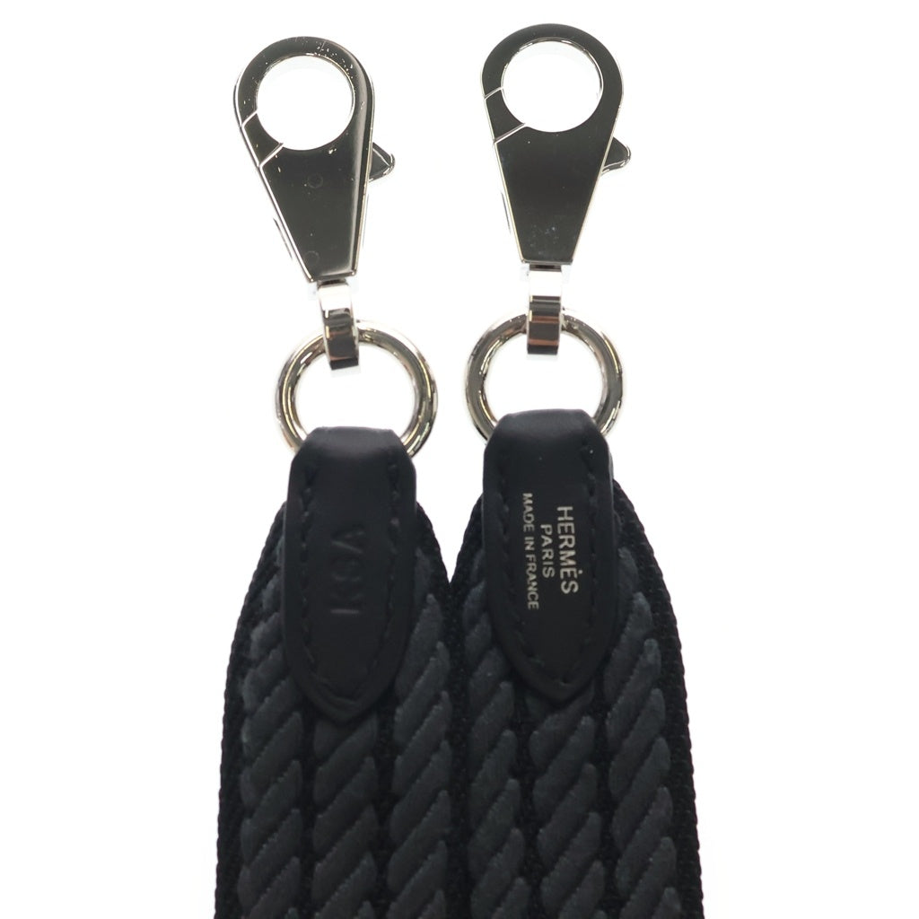 HERMES(エルメス) バンドリエール ストラップ グリミスティ ショルダーストラップ グレー/ブラック シルバー金具 K刻印 レディース