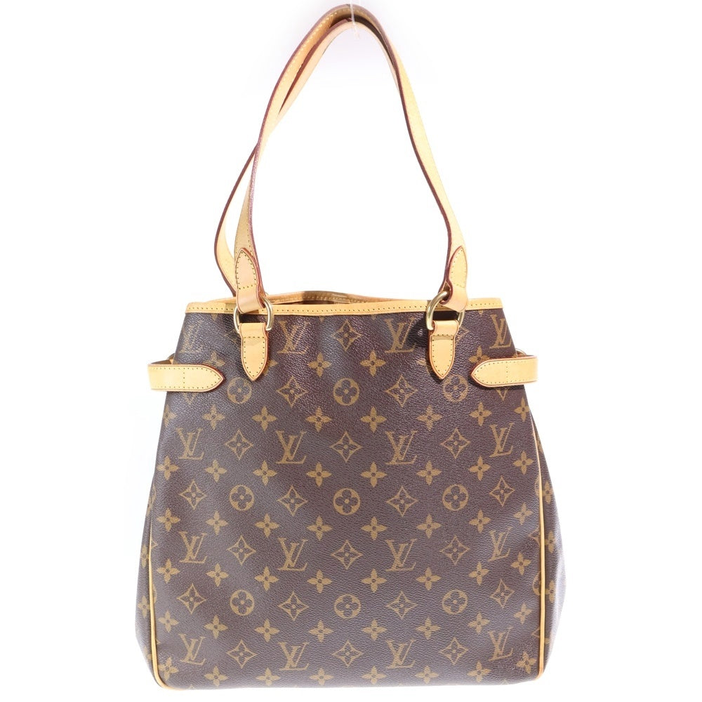 LOUIS VUITTON(ルイヴィトン) モノグラム バティニョール・ヴェルティカル ハンドバッグ トートバッグ ブラウン レザー×PVC M51153 ゴールド金具 レディース