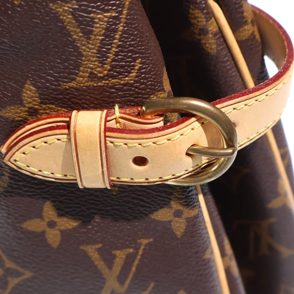 LOUIS VUITTON(ルイヴィトン) モノグラム バティニョール・ヴェルティカル ハンドバッグ トートバッグ ブラウン レザー×PVC M51153 ゴールド金具 レディース