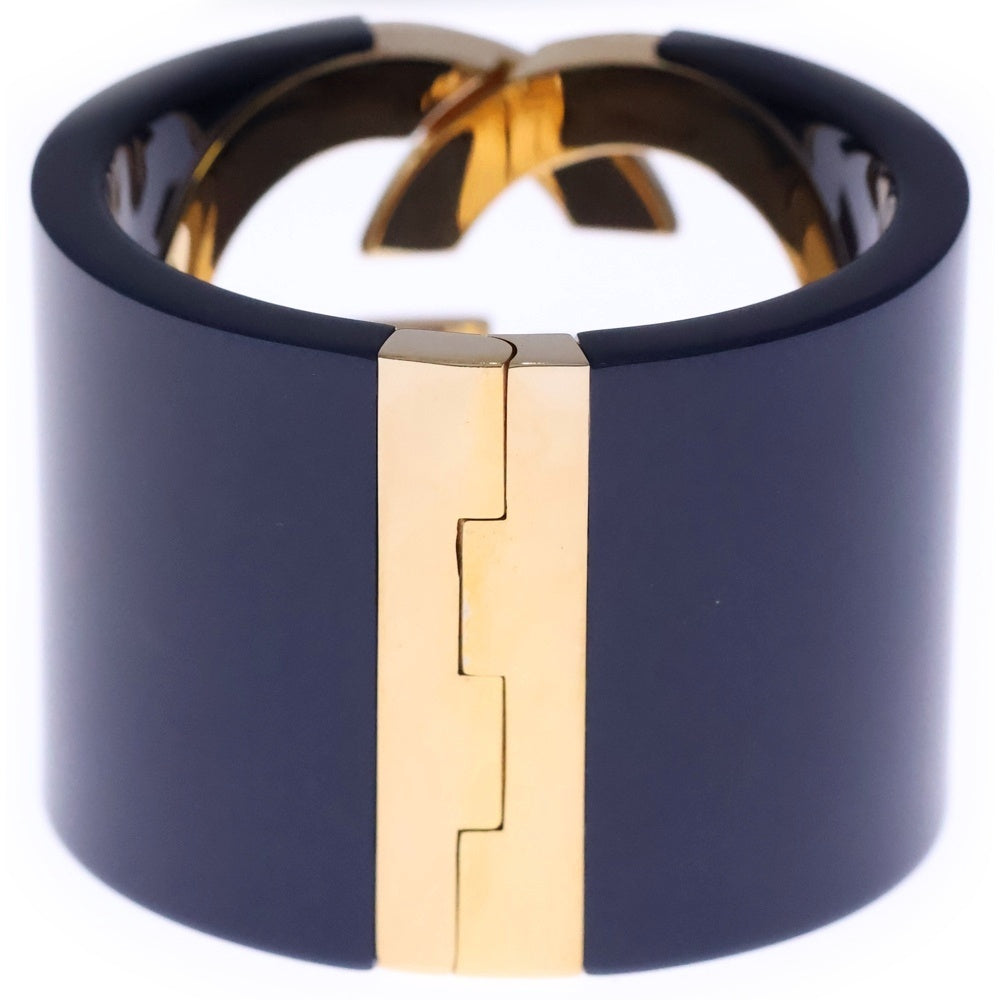 GUCCI(グッチ) インターロッキングG バングル ブレスレット ブルー GP ゴールド金具 レディース