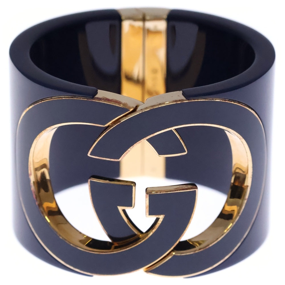 GUCCI(グッチ) インターロッキングG バングル ブレスレット ブルー GP ゴールド金具 レディース