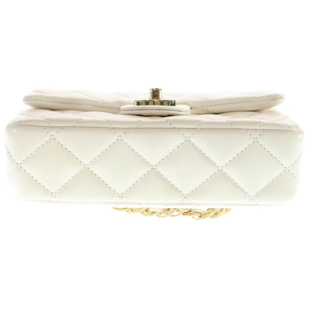 CHANEL(シャネル) トップハンドル 2WAYハンドバッグ ショルダーバッグ チェーンバッグ ホワイト シャイニーカーフスキン AS4023 ゴールド金具 レディース